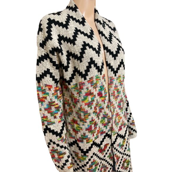 Dreamers Multicolor Zigzag Open Cardigan - Picture 2 of 3
